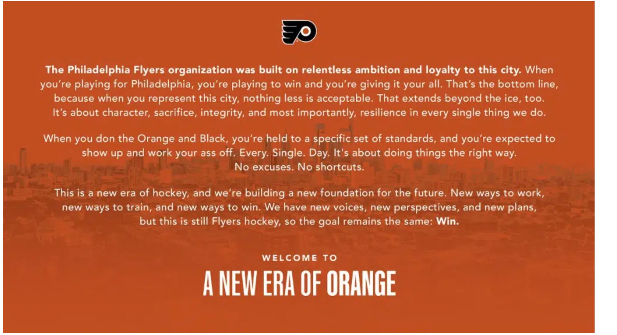 Flyers statement after Keith Jones' hire and Daniel Briere's promotion.