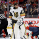 Vegas goalie Adin Hill, as game ends. (Photo from Vegas Golden Knights' Twitter account.)