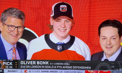 Oliver Bonk, with Keith Jones and Daniel Briere.