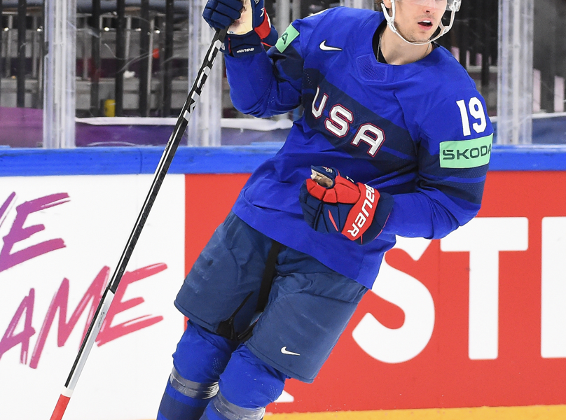 Cutter Gauthier, Philadelphia Flyers, at World Championships (Photo courtesy of IIHF)