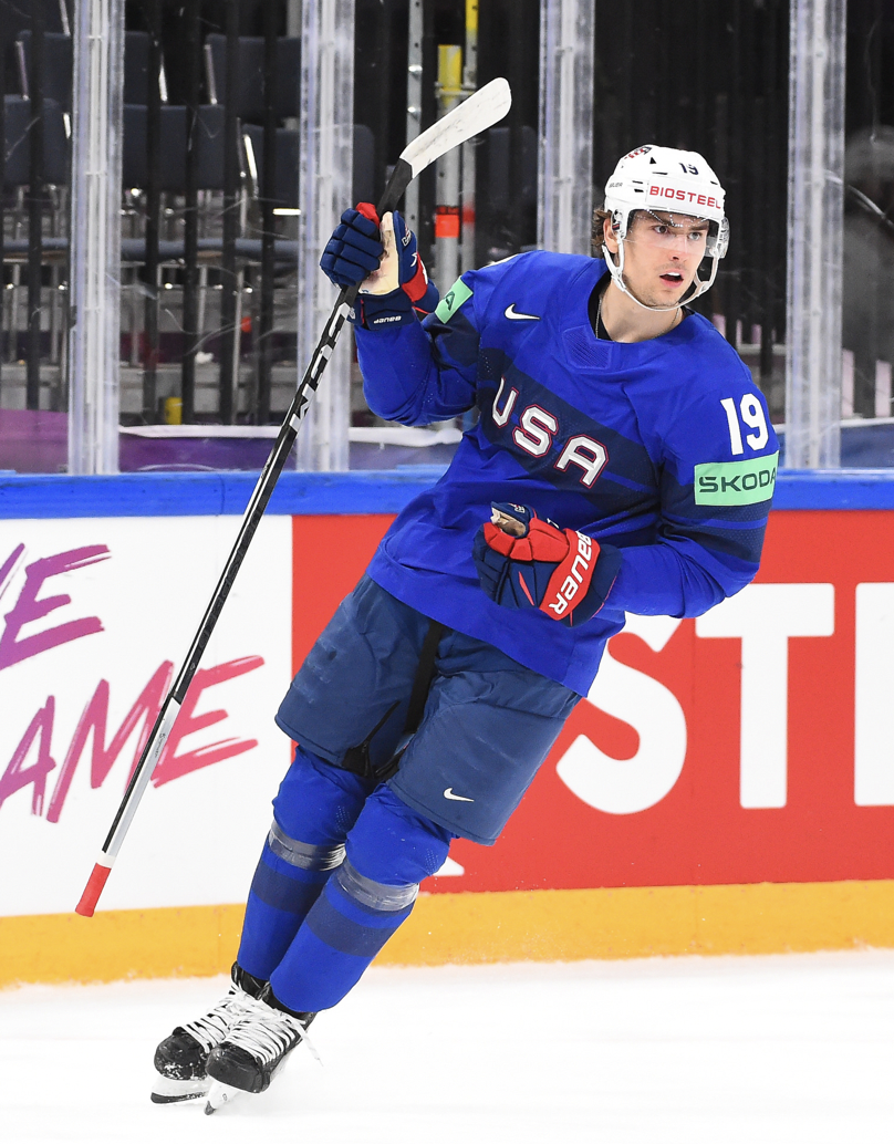 Cutter Gauthier, Philadelphia Flyers, at World Championships (Photo courtesy of IIHF)