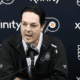 Philadelphia Flyers GM Danny Briere at news conference Tuesday in Voorhees. Flyers trade talk.