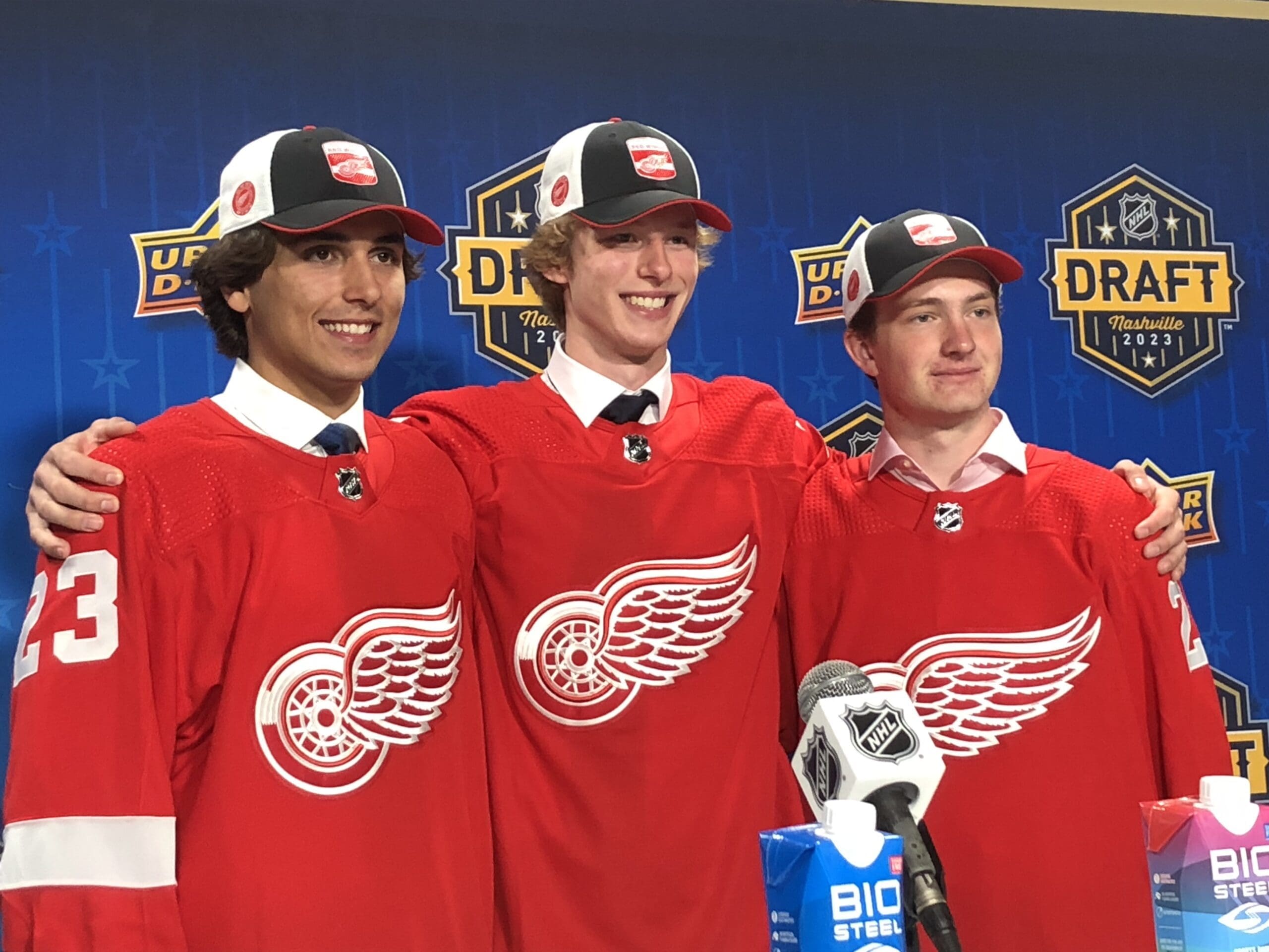 Red Wings draftees Andrew Gibson, Brady Cleveland, Trey Augustine.