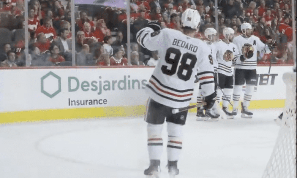 Nick Foligno #17, scores a game tying goal for the Chicago Blackhawks on Oct. 15 against the Calgary Flames.