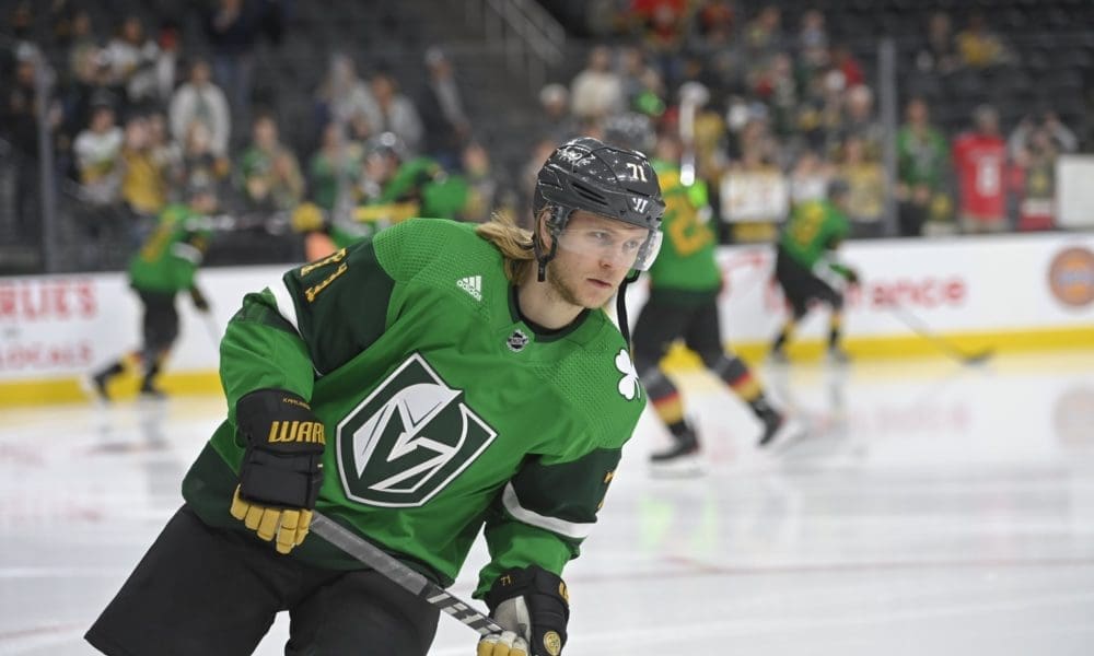 William Karlsson St. Patrick's Day jerseys (Photo- Vegas Golden Knights via Twitter)