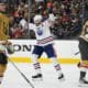 Vegas Golden Knights, Leon Draisaitl celebrates for Edmonton Oilers, Stanley Cup Playoffs