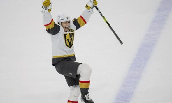 Vegas Golden Knights game, William Karlsson celebrates win over Minnesota Wild