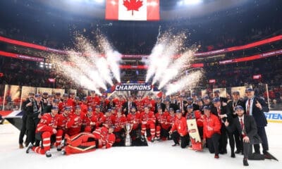 Team Canada poses for championship photo after winning 4 Nation Face-Off Tournament (Photo/Screenshot- NHL via Twitter)