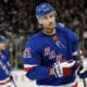 New York Rangers right wing Reilly Smith skates during an NHL hockey game against the St. Louis Blues, Monday, Nov. 25, 2024, in New York. The Blues won 5-2. (AP Photo/Julia Demaree Nikhinson)