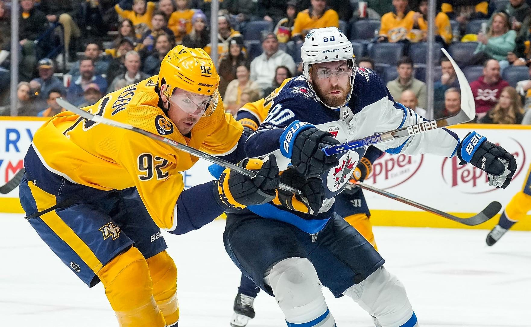 Predators center Ryan Johansen and Jets forward Pierre-Luc Dubois