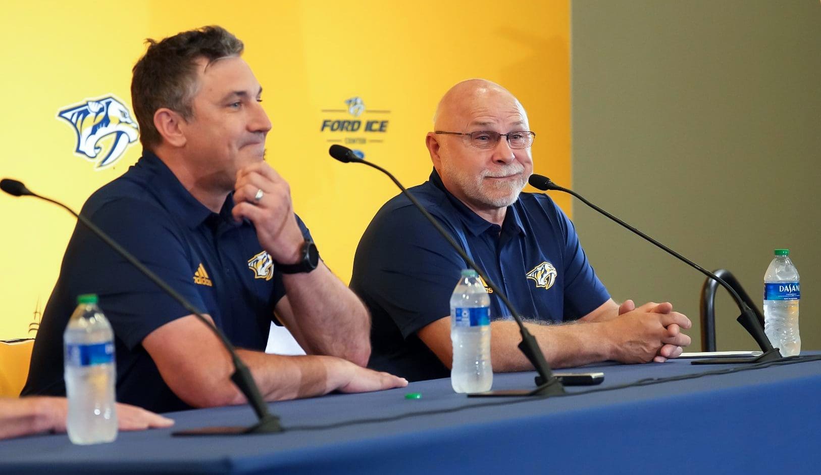 Nashville Predators head coach Andrew Brunette and GM Barry Trotz