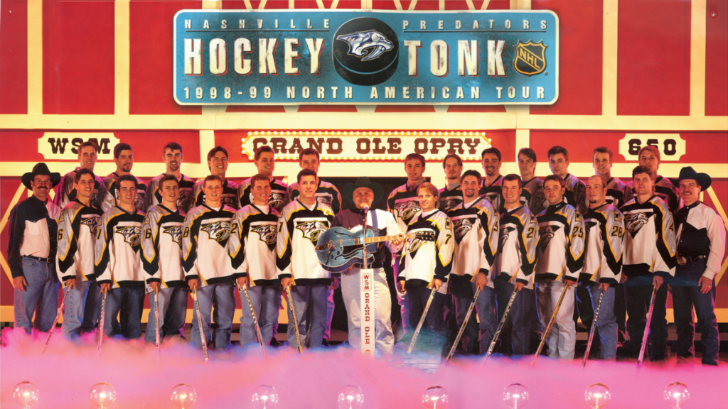 Nashville Predators forward Andrew Brunette is in the top row, third from the right, in this inaugural season poster from the 1998-99 season. Photo courtesy of the Nashville Predators