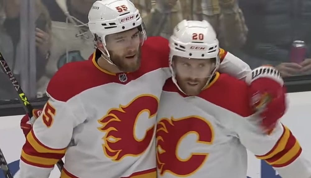 Noah Hanifin and Blake Coleman, Calgary Flames