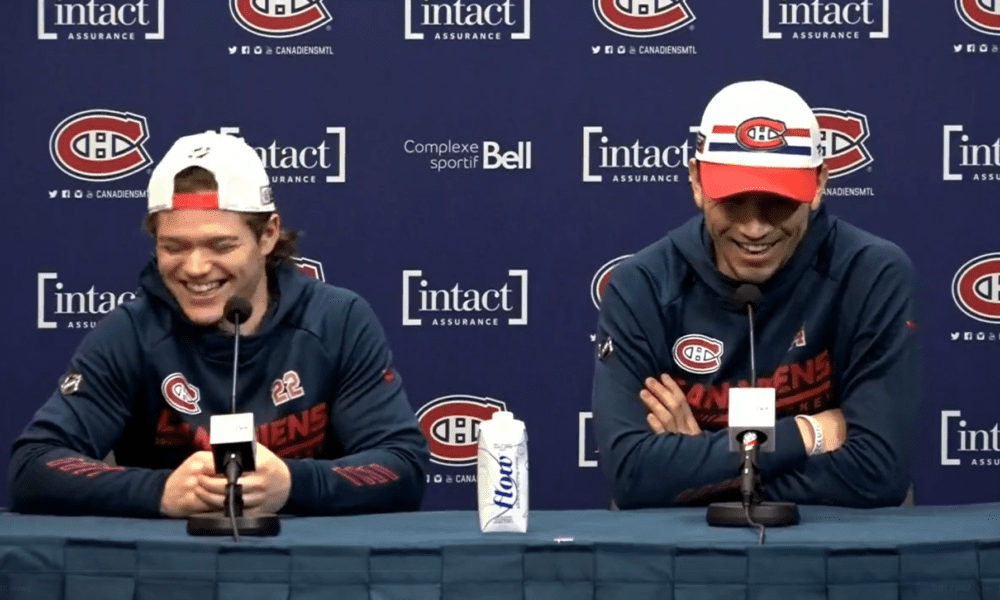 Montreal Canadiens forwards Nick Suzuki and Cole Caufield