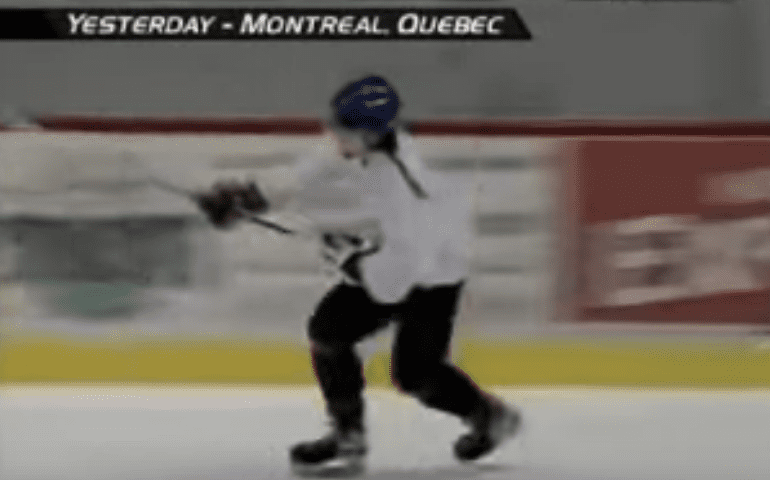 Montreal Canadiens fan crashes practice