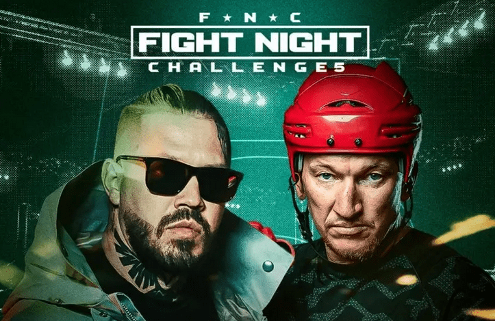 The promo picture for the fight between former Montreal Canadiens forward Marcel Hossa and Slovakian Rapper 'Momo'