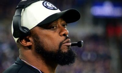 Mike Tomlin looks on as the Steelers face the Ravens on Jan. 1, 2022 in Baltimore. (Mitchell Northam / Steelers Now)