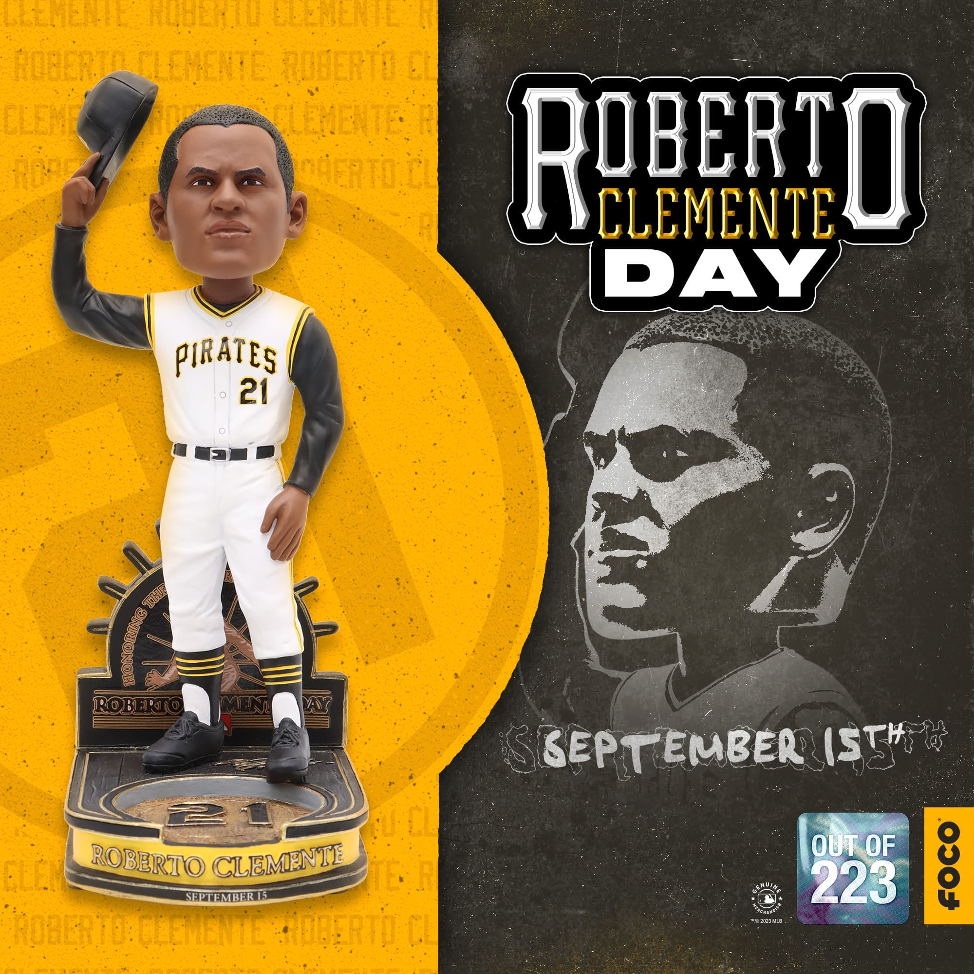 FOCO Releases Bobbleheads, Embroidered Bear For Roberto Clemente Day