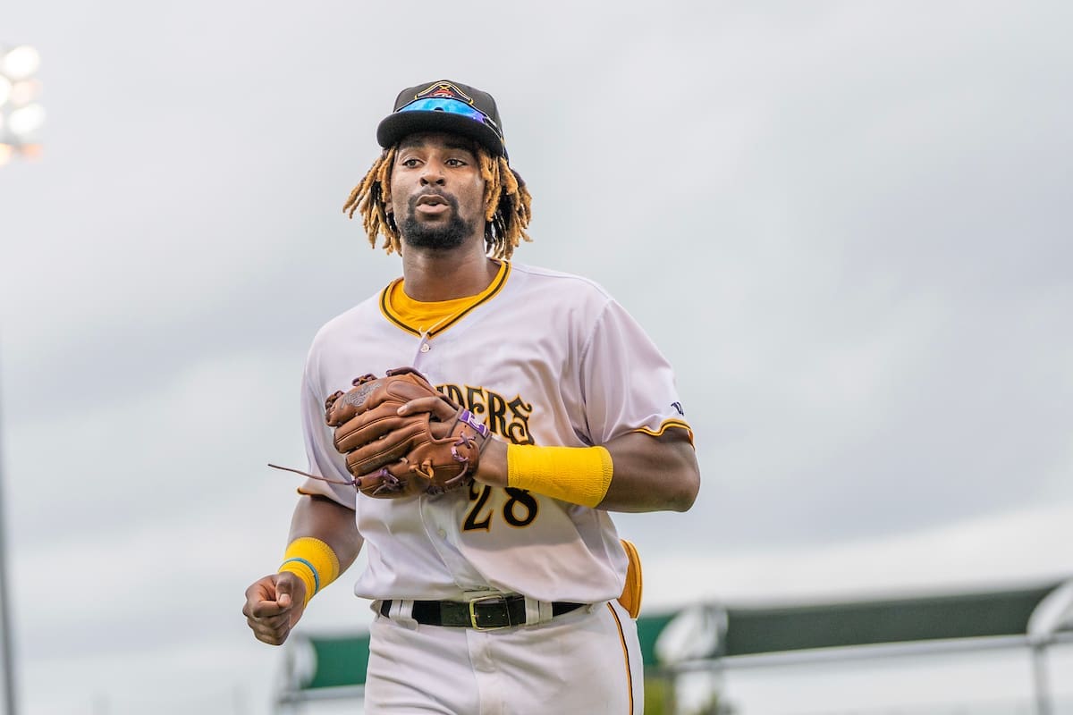 Pirates' prospect Charles McAdoo takes the field for the Bradenton Marauders.