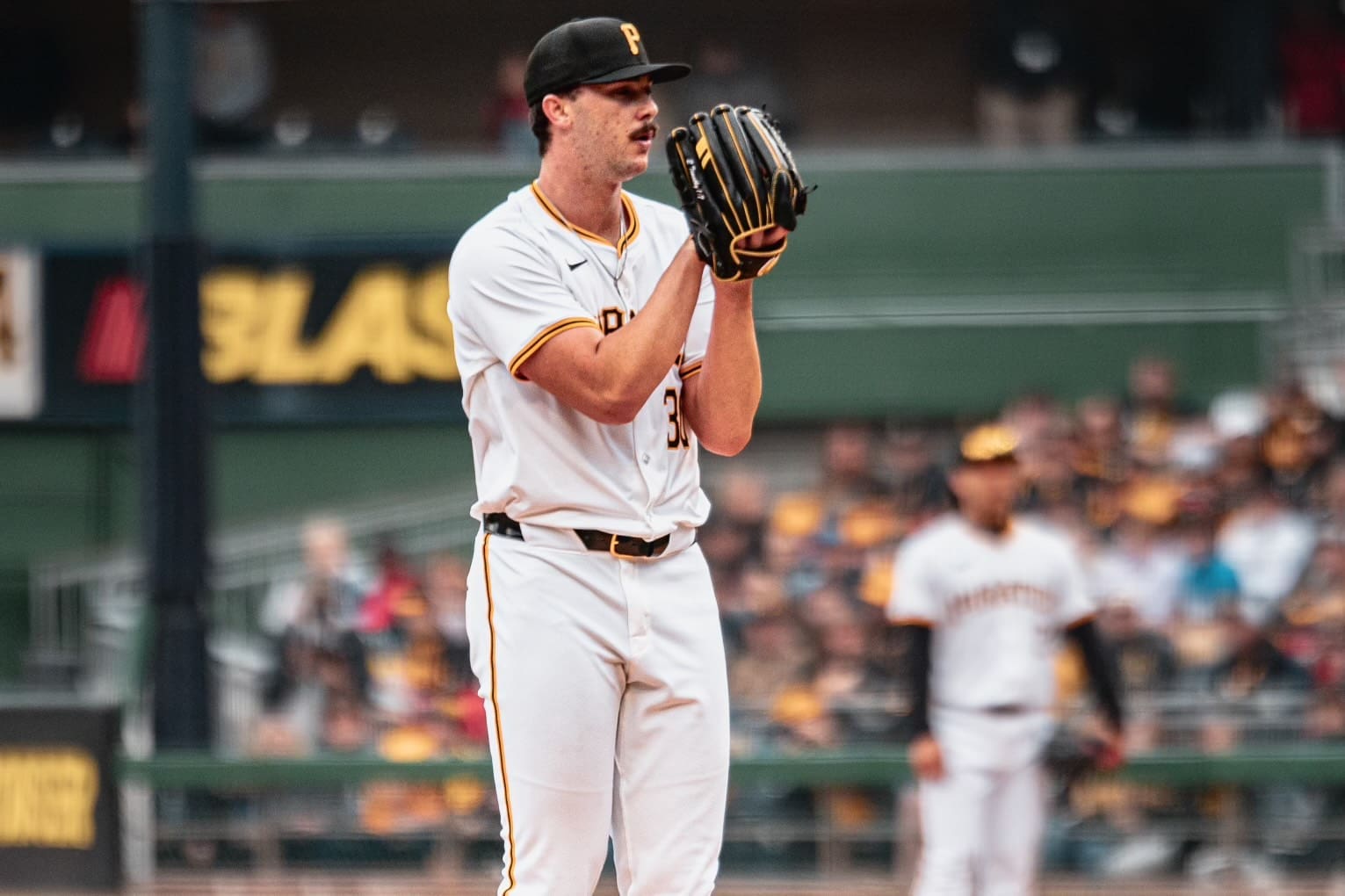 Pirates 2023 first overall pick Paul Skenes prepares to throw during his major league debut on Saturday, May 11.