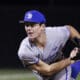 Future Pirates pick and UC Santa Barbara's Matt Ager (34) pitches during an NCAA Baseball game on Friday, Feb. 16, 2024, in Buies Creek, N.C. (AP Photo/Ben McKeown)