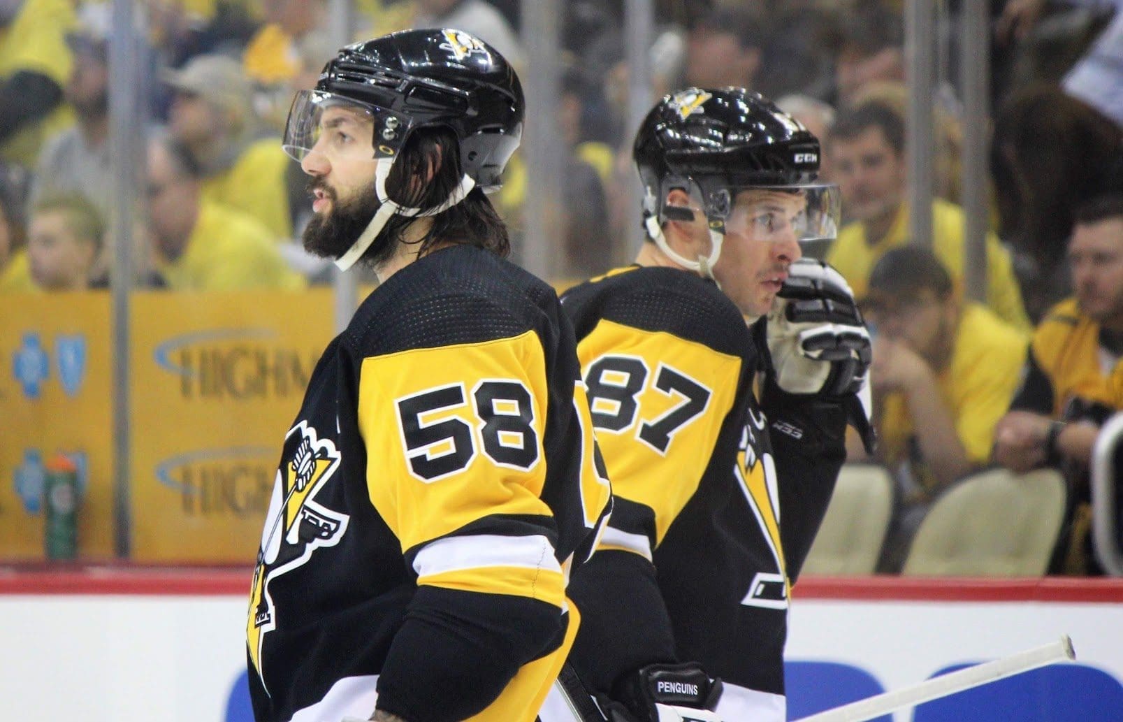NHL trade, Kris Letang (left) and Sidney Crosby (right). Pittsburgh Penguins