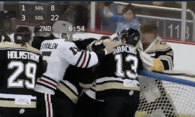 Emil Larmi Pittsburgh Penguins goalie fight