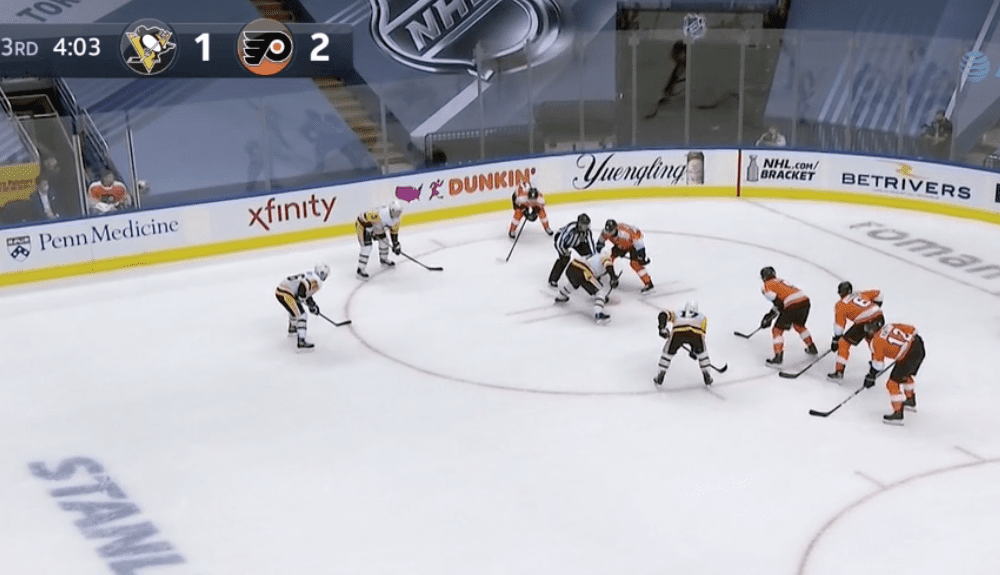 Pittsburgh Penguins screen shot vs. Philadelphia Flyers