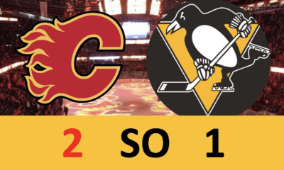 Pittsburgh Penguins game, Calgary Flames win 2-1 SO
