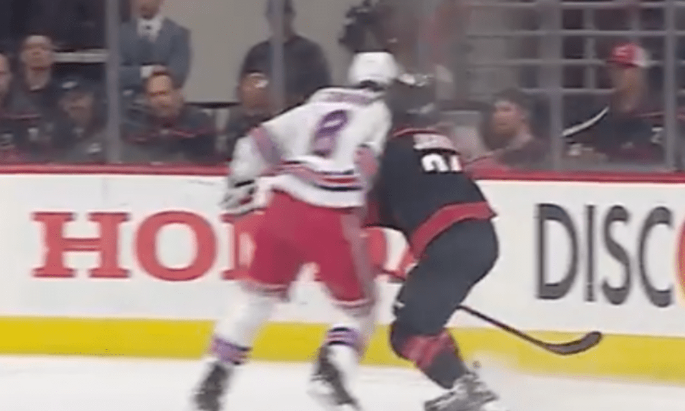 Pittsburgh Penguins, Jacob Trouba, New York Rangers hit on Seth Jarvis