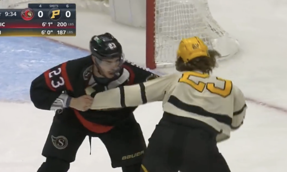 Pittsburgh Penguins, Brock McGinn fight vs. Travis Hamonic, Ottawa Senators