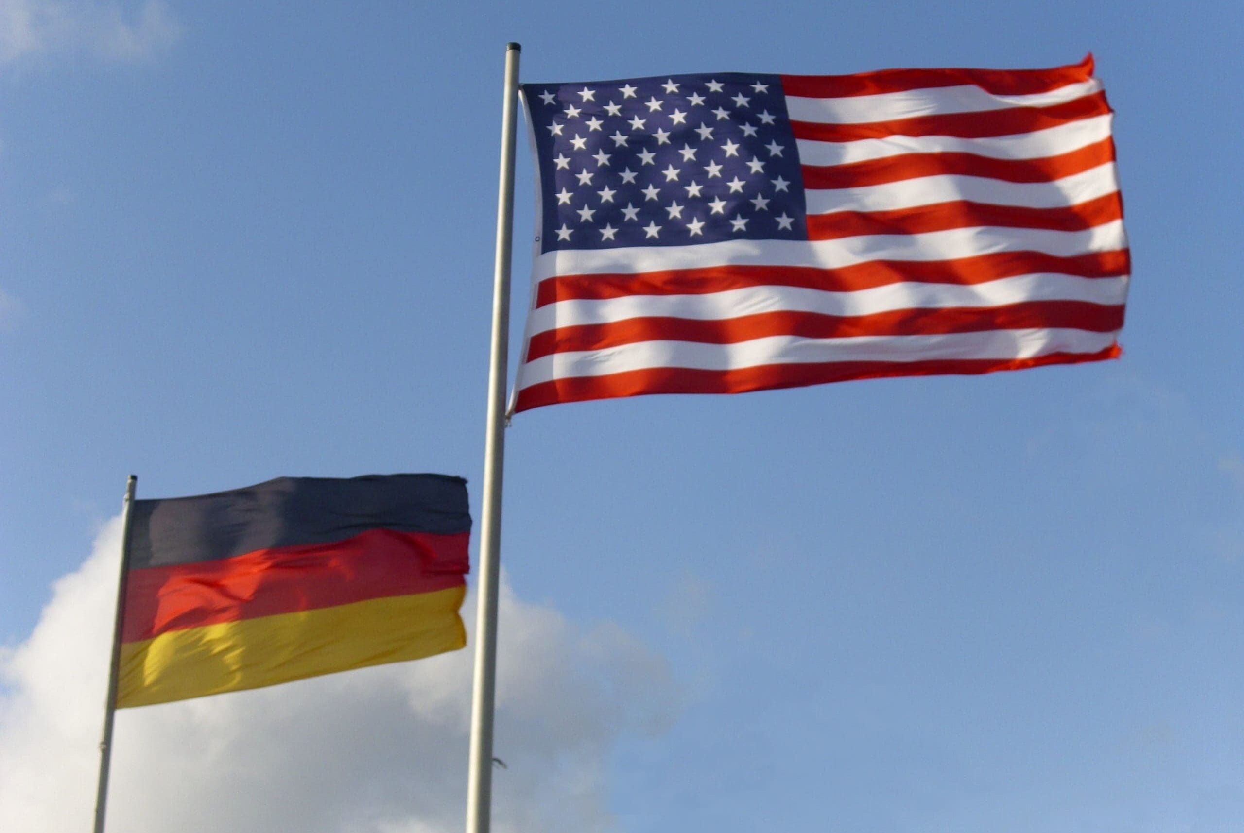 Germany and USA flags as the New England Patriots head back to America after a loss in Frankfurt