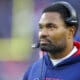 New England Patriots inside linebacker coach Jerod Mayo on the sideline during the second half of an NFL football game against the Tennessee Titans, Sunday, Nov. 28, 2021, in Foxborough, Mass. (AP Photo/Stew Milne)