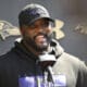 Baltimore Ravens Wide receiver coach Tee Martin answers questions from the media after an NFL football team practice, Wednesday, June 15, 2022, in Owings Mills, Md. Martin is rumored to be a candidate for the New England Patriots offensive coordinator job. (AP Photo/Gail Burton)