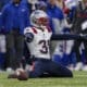 New England Patriots cornerback Jonathan Jones (31) reacts after an incomplete pass during an NFL football game, Sunday, Dec. 31, 2023, in Orchard Park, NY. (AP Photo/Matt Durisko)