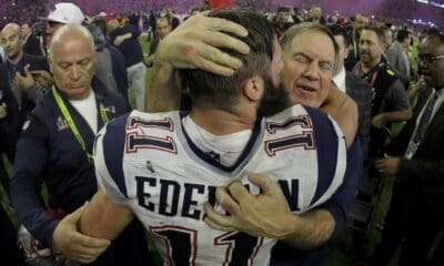 New England Patriots head coach Bill Belichick congratulates Julian Edelman, after defeating the Atlanta Falcons in overtime at the NFL Super Bowl 51 football game Sunday, Feb. 5, 2017, in Houston. The Patriots defeated the Falcons 34-28. The Dynasty. (AP Photo/Matt Slocum)