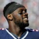 New England Patriots defensive end Chandler Jones (95) before an NFL football game between the New England Patriots and the Washington Redskins, Sunday, Nov. 8, 2015, in Foxborough, Mass. (AP Photo/Charles Krupa)