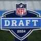 A 2024 NFL draft sign is shown during at a Detroit Lions NFL football practice in Allen Park, Mich., Tuesday, July 25, 2023. (AP Photo/Paul Sancya)
