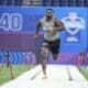 Clemson defensive lineman Ruke Orhorhoro runs the 40-yard dash at the NFL football scouting combine, Thursday, Feb. 29, 2024, in Indianapolis. Orhorhoro saw his NFL Draft stock rise at the combine. (AP Photo/Michael Conroy)