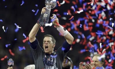 FILE - New England Patriots' Tom Brady raises the Vince Lombardi Trophy after defeating the Atlanta Falcons in overtime at the NFL Super Bowl 51 football game Sunday, Feb. 5, 2017, in Houston. Brady, the seven-time Super Bowl winner with New England and Tampa Bay, announced his retirement from the NFL on Wednesday, Feb. 1, 2023 exactly one year after first saying his playing days were over. He leaves the NFL with more wins, yards passing and touchdowns than any other quarterback. (AP Photo/Darron Cummings, File)