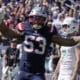 New England Patriots linebacker Christian Elliss (53) during the first half of an NFL football game, Sunday, Oct. 6, 2024, in Foxborough, Mass. (AP Photo/Michael Dwyer)