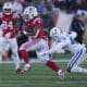 New England Patriots running back Antonio Gibson (4) runs during an NFL football game, Sunday, Dec. 1, 2024, in Foxborough, Mass. (AP Photo/Charles Krupa)