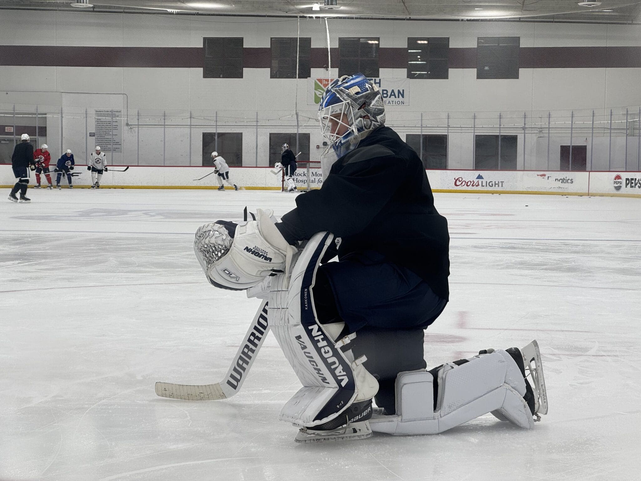 Colorado Avalanche goaltender Kaapo Kahkonen joined the team for his first practice on Oct. 19, 2024.