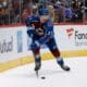 May 11, 2024; Denver, Colorado, USA; Colorado Avalanche center Casey Mittelstadt (37) controls the puck in the third period against the Dallas Stars in game three of the second round of the 2024 Stanley Cup Playoffs at Ball Arena. Mandatory Credit: Isaiah J. Downing-Imagn Images