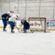 Avalanche goaltender Mackenzie Blackwood works to stop puck at practice on Jan. 3, 2025