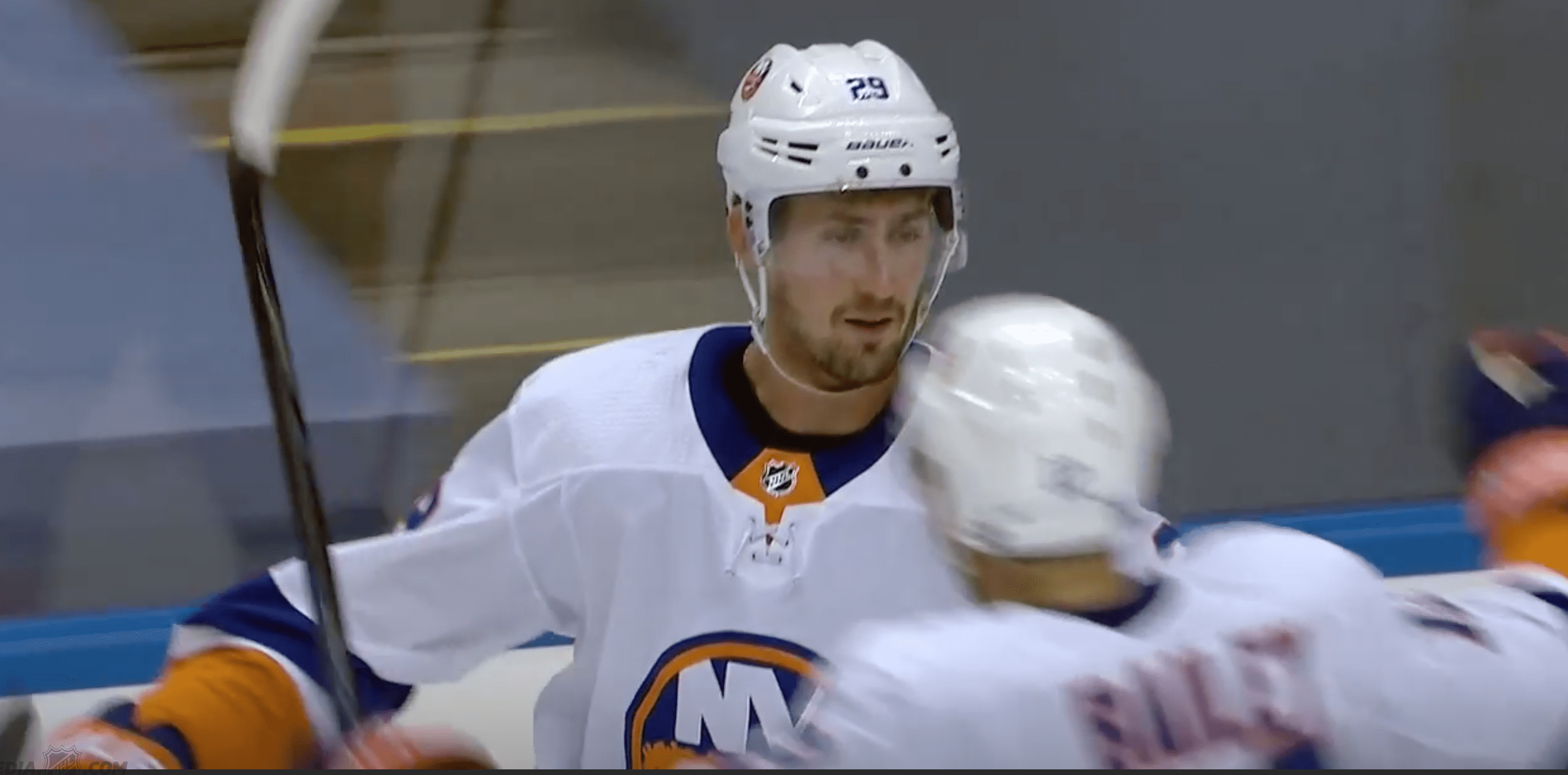 New York Islanders Brock Nelson celebrates a goal