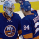 New York Islanders Scott Mayfield and Thomas Greiss