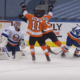 New York Islanders lament a goal scored by the Philadelphia Flyers