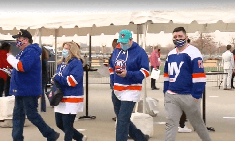 New York Islanders frontline worker fans enter the Nassau Coliseum